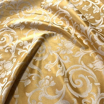 Fiandra Di Cotone Fantasia Rameggiato Oro