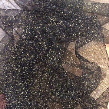 Tulle Strass Nero Oro